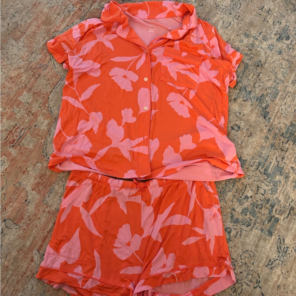 Floral Orange and Pink Pajama Set